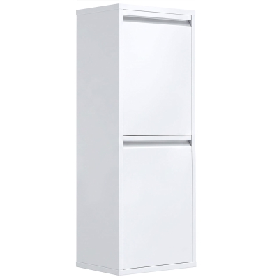 HOMCOM Móvel Lixeira de Triagem, Lixeira de Reciclagem 30 L (2 x 15 L) com 2 Compartimentos, Fecho Suave, Branco