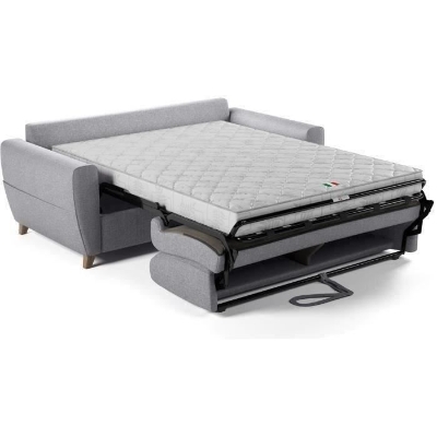 Canapé convertible express 3 places SKY - Tissu Gris - matelas 14cm - 192 x 100 x 88 cm