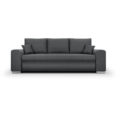 Canapé convertible avec coffre de rangement 3 places - INDIAN - Tissu gris foncé et pieds chrome - L250xH88xP98cm