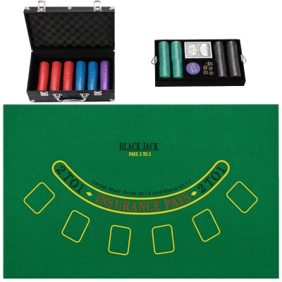 SPORTNOW Conjunto Poker Profissional com 500 Fichas, Maleta e Acessórios, Preto