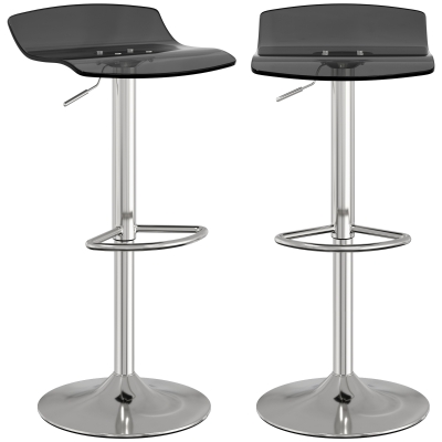 HOMCOM Set de 2 scaune de bar design contemporan pivotante 360° înălțime reglabilă cu suport pentru picioare 39x39x67-87cm negru