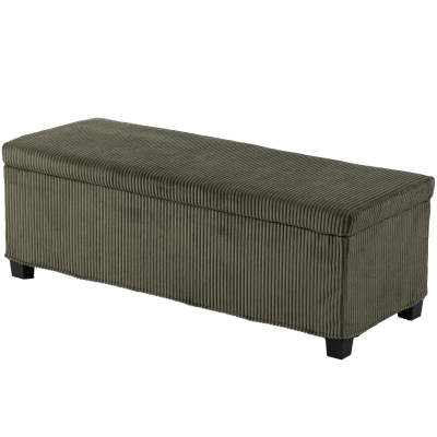 HOMCOM Bancă de Depozitare, Capăt de Pat din Catifea Côtelée cu Capac, pentru Living, Dormitor, Hol, 112x42x40 cm, Verde Deschis