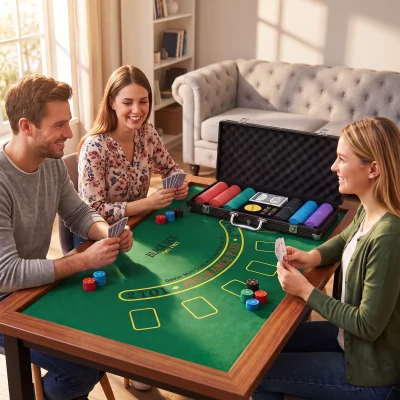 SPORTNOW Set Poker 300 Jetons Texas Hold’em Tapis Mallette Noir