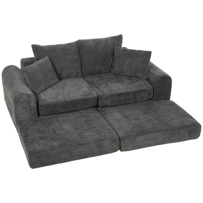 HOMCOM Canapé d’Angle Modulaire Convertible 76cm Gris Foncé