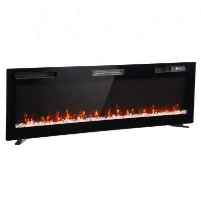 HOMCOM Cheminée Électrique Slim 173cm Murale Autoportante Noir
