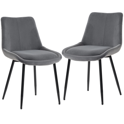 HOMCOM Chaises Salle à Manger Velours Gris Foncé Lot de 2