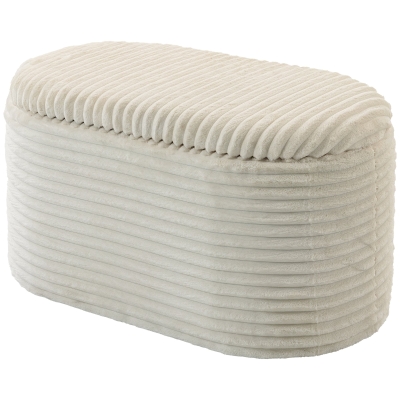 HOMCOM Set 3 Poufs Coffre Velours Salon Chambre Crème