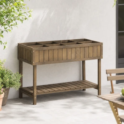 Outsunny Jardinière Bois Sapin 110x46x76cm avec Irrigation
