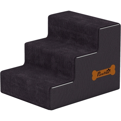 PawHut Dog Stairs 3-Step Washable Cover Carry Handle
