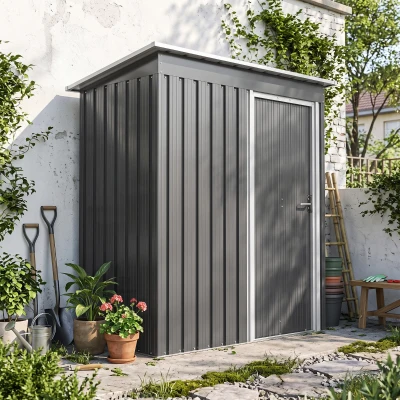 Outsunny Abri Outils Acier Gris Clair 163x89x182 cm