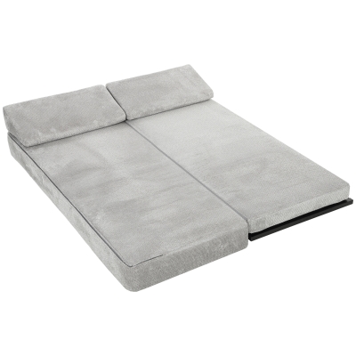 HOMCOM Canapé-lit 3 Places Convertible Gris Chenille Acier 193cm