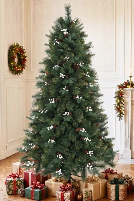 HOMCOM 6ft Artificial Christmas Tree Metal Stand Green