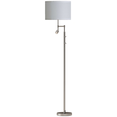 HOMCOM Modern Floor Lamp with Reading Light Satin Nickel