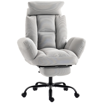 HOMCOM Executive Office Chair Reclining Adjustable Footrest Light Grey