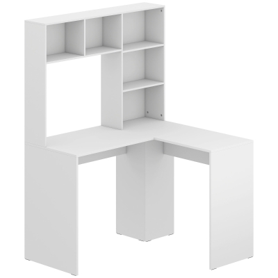 HOMCOM Bureau d’Angle en L 108x100x153cm Blanc Support Écran