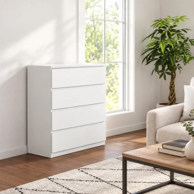 HOMCOM Commode 4 Tiroirs Minimaliste 60x40x80cm Blanc