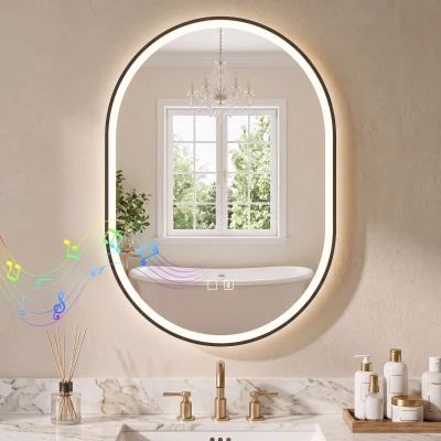 Oglindă de Baie Ovală cu LED, 70x100 cm, Bluetooth
