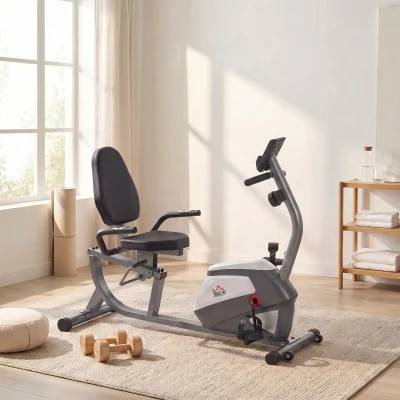 HOMCOM Vélo Semi-Allongé Magnétique LCD Siège Réglable 8 Niveaux