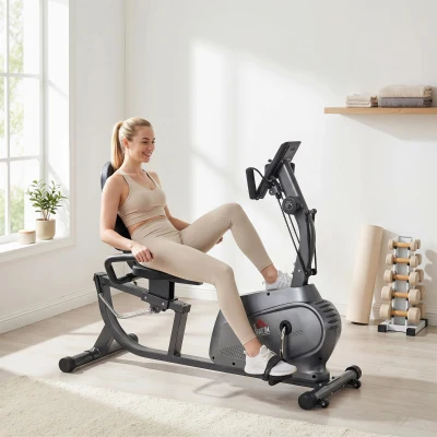 HOMCOM Recumbent Exercise Bike Magnetic Resistance Indoor Black