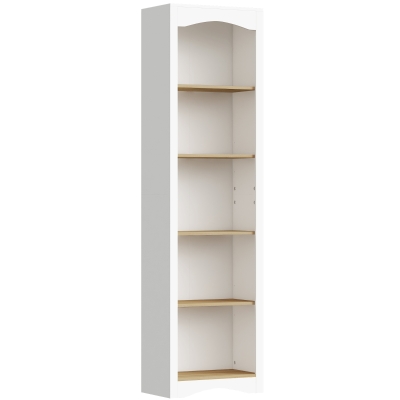 HOMCOM Estante para Livros de 5 Níveis com Design Arqueado e 2 Prateleiras Ajustáveis, Branco e Carvalho