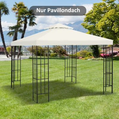 Outsunny Vervangend dak voor metalen tuinpaviljoen paviljoen partytent tuintent 3x3 m, wit