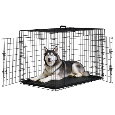 PawHut Gabbia per cani 121cm x 77cm x 82cm Nero