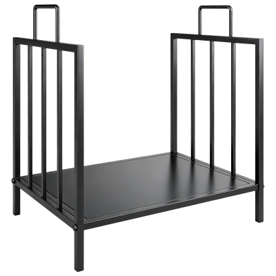 Stojak na drewno kominkowe Outsunny do wnętrz 44,5 x 33 x 46,5cm, z uchwytami, podniesiony stojak na drewno kominkowe, czarny metal