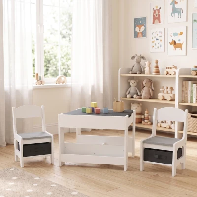 HOMCOM Table 2 Chaises Enfant Plateau Tableau Noir