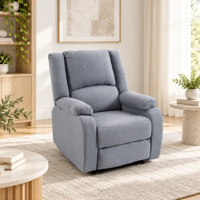 HOMCOM Fotoliu de relaxare, funcție de șezut și suport pentru picioare, reglabil, până la 120 kg, cadru din oțel, 84 x 92 x 100 cm, Gri