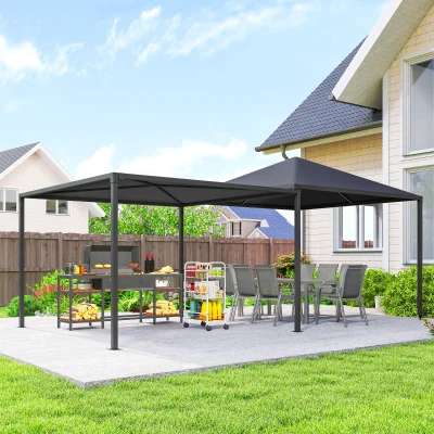 Outsunny Gazebo da Giardino 3x3m Estensibile con Ruote Grigio