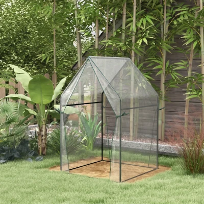 Outsunny Estufa de Jardim com 2 Portas com Fecho de Correr Anti UV para Cultivo de Plantas Flores 90x90x145 cm Transparente