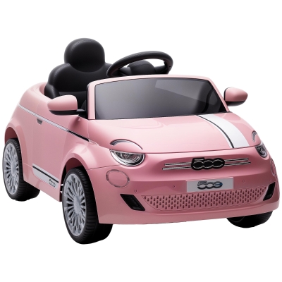 AIYAPLAY Macchina Elettrica per Bambini 12V Fiat 500, 3-6 Anni, Rosa