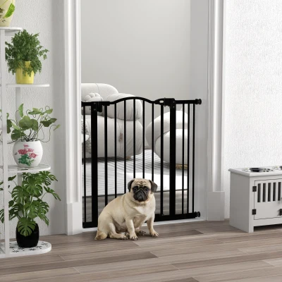 PawHut Cancelletto per Cani Estensibile Chiusura Automatica Nero