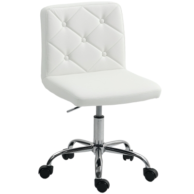 HOMCOM Sedia da Ufficio Regolabile con Rivestimento Bianco