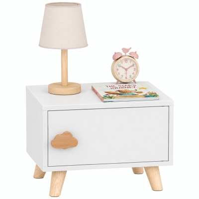 AIYAPLAY Houten kinder-nachtkastje met opbergvak, bijzettafel voor slaap- en woonkamer, wit