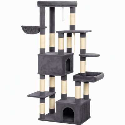 PawHut Tiragraffi per Gatti Alto 180cm con 2 casette e 2 Lettini