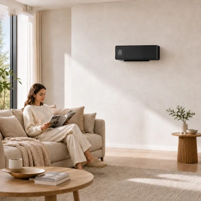 HOMCOM Stufa Ceramica 2000W a Parete 3 Modalità, Timer, Nero
