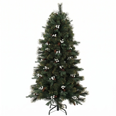 HOMCOM 5ft Artificial Christmas Tree Metal Stand Green