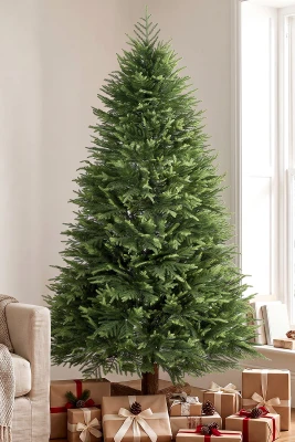 HOMCOM 7ft Artificial Christmas Tree 1071 Tips Wood Base Green