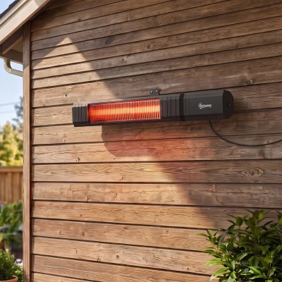 Outsunny Calefactor Infrarrojos Terraza 2000 W con Funda IP65 Control por App/Táctil/Mando 9 Niveles de Calor y Temporizador