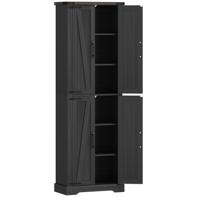 HOMCOM Mobile Dispensa Rustica con 4 Ante, 60.2x30.3x182 cm, Nero