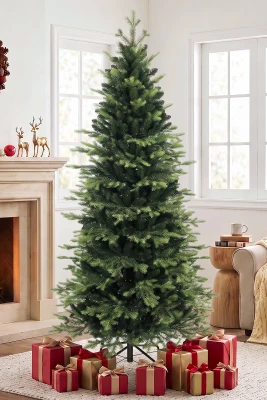 HOMCOM 7ft Artificial Xmas Tree Foldable Steel Stand Green