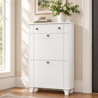 HOMCOM Scarpiera Salvaspazio Slim con 2 Cassetti Ribaltabili