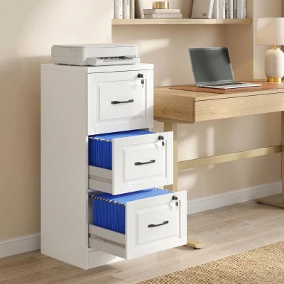 HOMCOM Cassettiera Ufficio con 3 Cassetti, Serratura e Chiavi