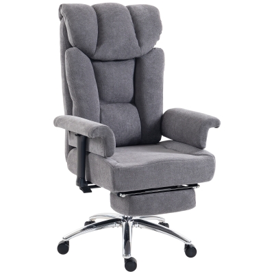 HOMCOM Big & Tall Massage Office Chair Linen 250kg Dark Grey