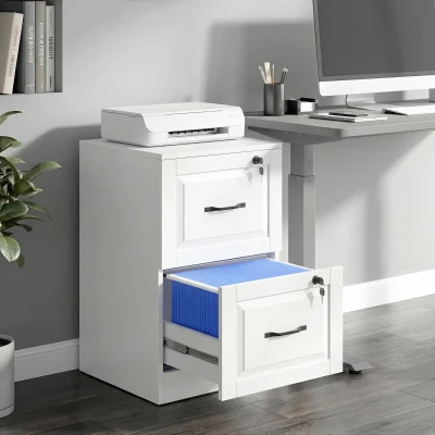 HOMCOM Cassettiera Ufficio con 2 Cassetti, Serratura e Chiavi