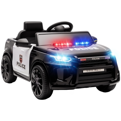 AIYAPLAY Auto elettrica polizia 12 V con telecomando, nero