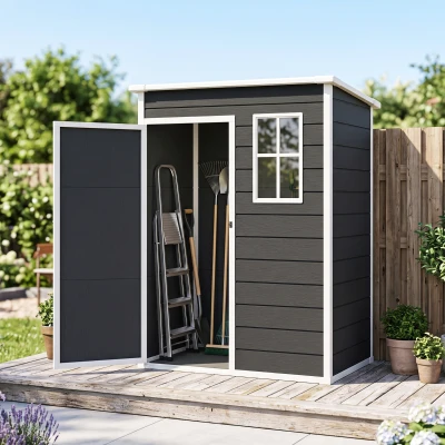Outsunny Casetta da Giardino in PP con Porta Bloccabile Nero