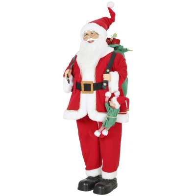 HOMCOM Animated Standing Santa 4ft Sound/Touch Activated Red