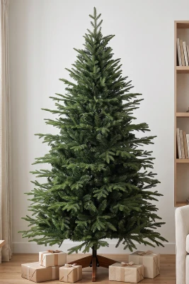 HOMCOM Artificial Christmas Tree 180cm Hinged Pine Wood Stand Green